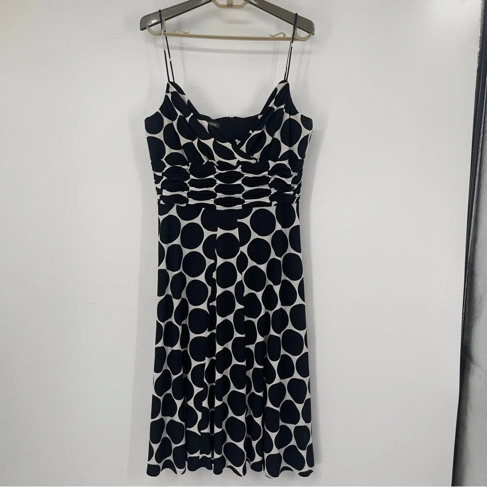 Jones Wear Black & White Polka Dot Spaghetti Strap Midi Party Dress